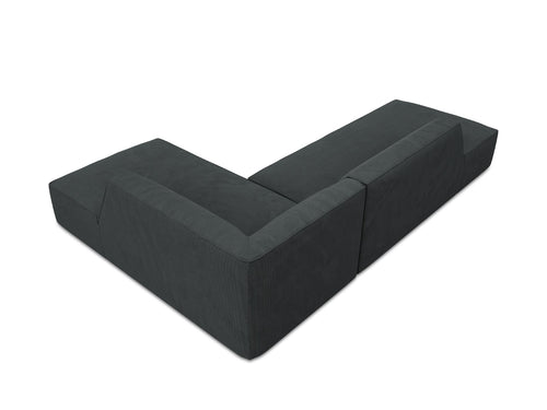 Micadoni rechter hoekbank Ruby 4-zits, ribfluwelen, zwart - 180x273x69cm