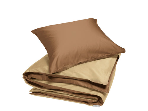 Yumeko dekbedovertrek katoen satijn double face caramel 140x220 + 1/60x70 - vtwonen shop