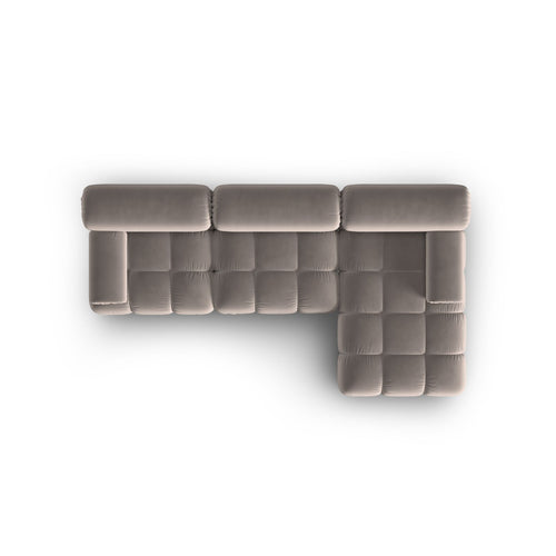 Cosmopolitan Design - Modulaire hoekbank rechts Cortina 4-zits, flueel cappuccino - 155x282x70cm
