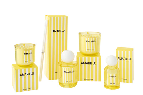 J-Line geurkaars Amarillo - Citrus Sense - polyresin - was/geel - large