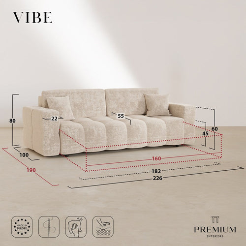 Premium Interiors - Snel uitklapbare slaapbank VIBE - gewaafd fluweel mol 226cm