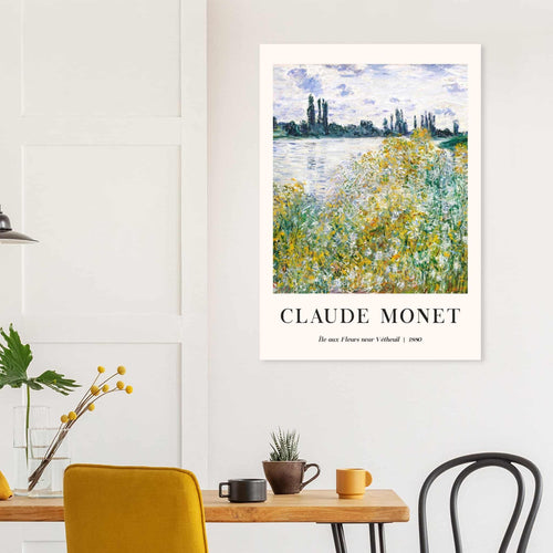 Artfulprints Poster met Lijst Claude Monet - Île aux fleurs near Vétheuil   - A4 21x29.7 cm - Groen