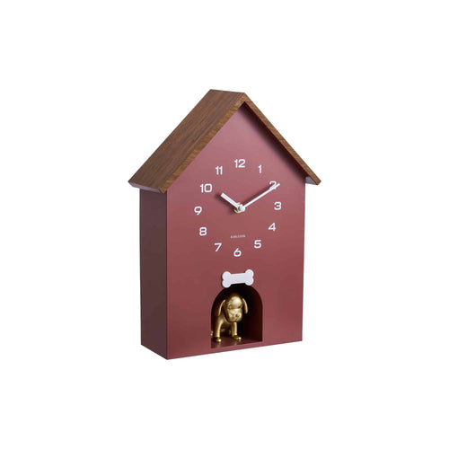 Karlsson wandklok Dog House - rood - 11.5x26.5x36.5cm