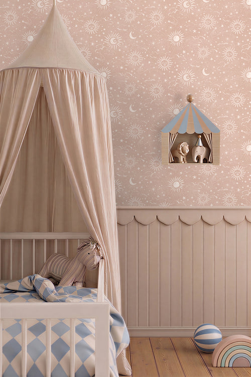 ESTAhome behang sterrenhemel roze - 50 x 900 cm - 132082