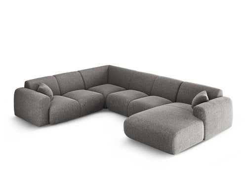 Cosmopolitan Design Panoramische hoekbank links Nolio 6-zits, chenille grijs - 252x342x72cm