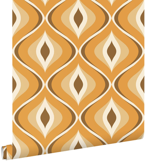 ESTAhome behang retro ornamenten bruin, beige en oranje - 50 x 900 cm - 132001