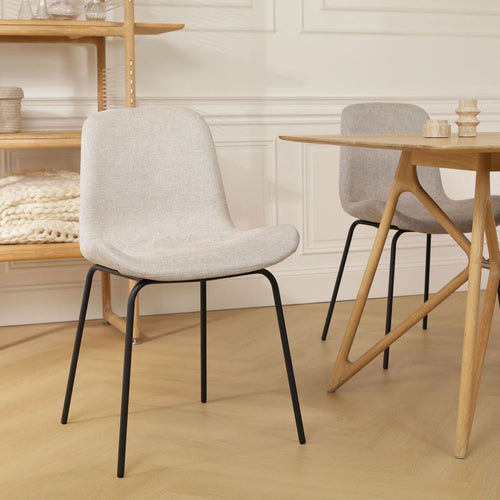 Nolon Nora-Fé Eetkamerstoel Beige - Stof - Zwarte Poten - vtwonen shop