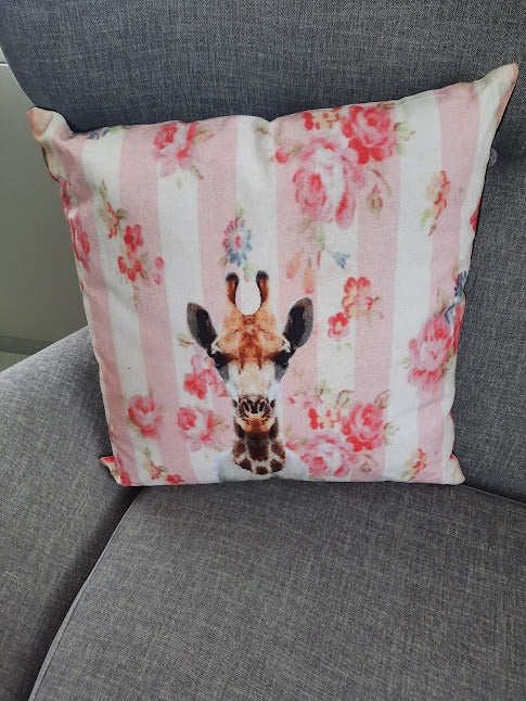 Furnilux Set van 2 Sierkussens-45x45 cm -Giraf - Roze