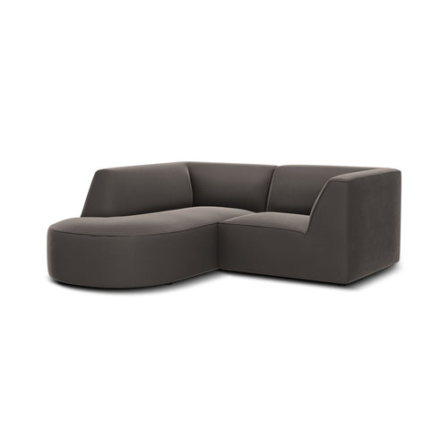 Cosmopolitan Design - Modulaire hoekbank links Siena 3-zits, flueel donkergrijs - 180x186x69cm