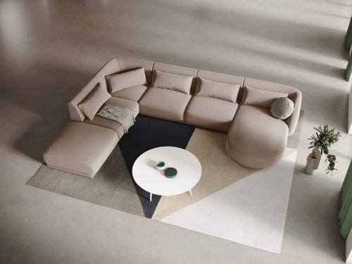 Cosmopolitan Design Panoramische hoekbank links Tulum 6-zits, flueel, beige - 255x330x70cm