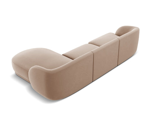 Micadoni - Rechter hoekbank "Miley" 4 zitplaatsen, flueel, cappuccino - 156x255x70cm