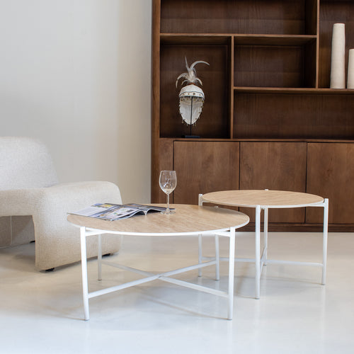 Giga Meubel Salontafel Abano - Wit Metaal - Sintered Stone - Set van 2 - vtwonen shop