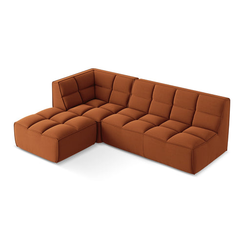 LaMiaSofa Modulaire hoekbank rechts Belluno - velours - terracotta - 258x178x75