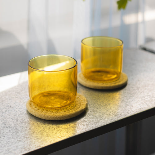 Ona - Glasonderzetter 10cm sunny yellow Piff - Set van 4