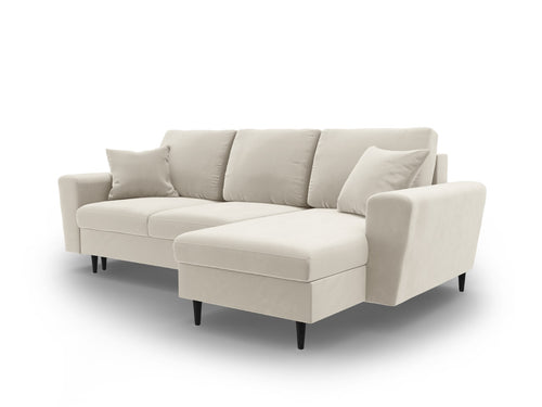 Cosmopolitan Design Omkeerbare converteerbare hoekbank met opbergdoos Kyoto 4-zits, flueel lichtbeige - 145x241x88cm