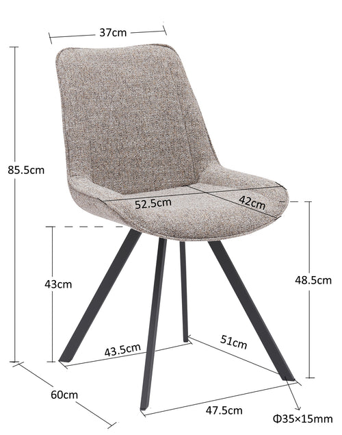 Giga Meubel Eetkamerstoel Mika - Stof/Metaal - Taupe - Set van 2 - vtwonen shop