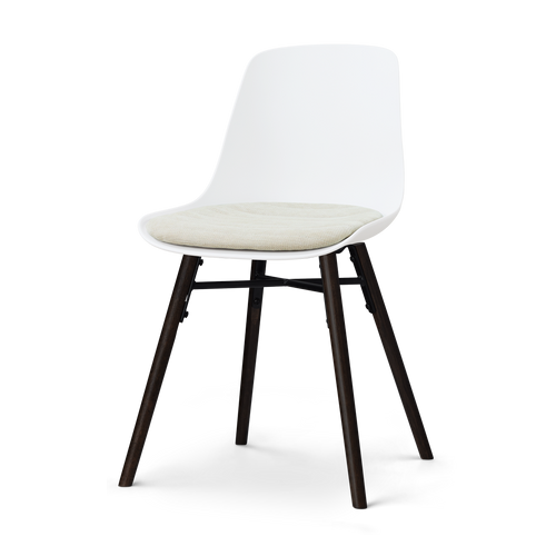Nolon Nena-Liv eetkamerstoel wit met naturelbeige zitkussen - zwart houten onderstel