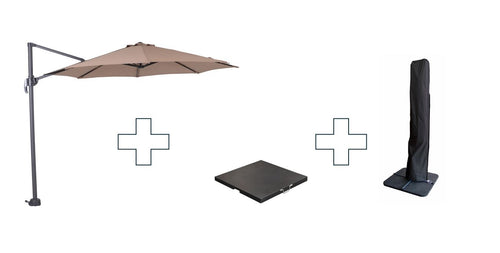 Zweefparasol Hawaii S - met voet en hoes -Taupe - 300 cm