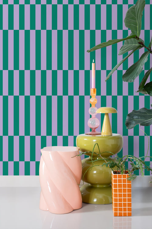 ESTAhome behang strepen paars en groen - 50 x 900 cm - 131426 - vtwonen shop