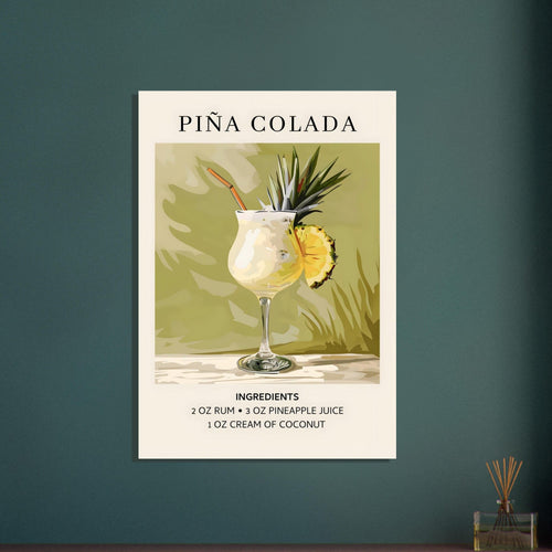 Artfulprints  Piña Colada cocktail - Ingrediënten   poster A4 21x29.7 cm - vtwonen shop