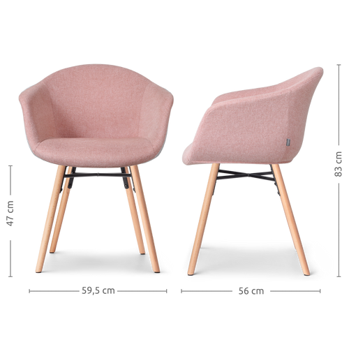 Nolon Nena-Otis Eetkamerstoelen Set van 2 - Zacht Roze - Houten Poten - vtwonen shop