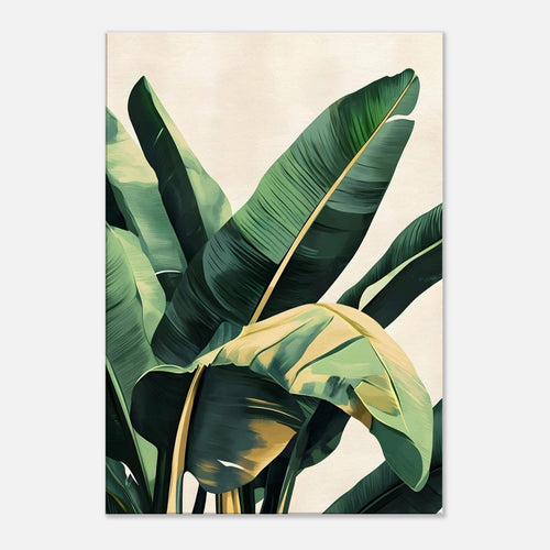 Artfulprints Canvas Tropical green leaves canvas - 75x100 cm - Groen
