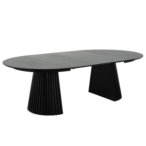 Furnhouse uitschuifbare eettafel Svendborg - Zwart - Ø 140/240x140 cm