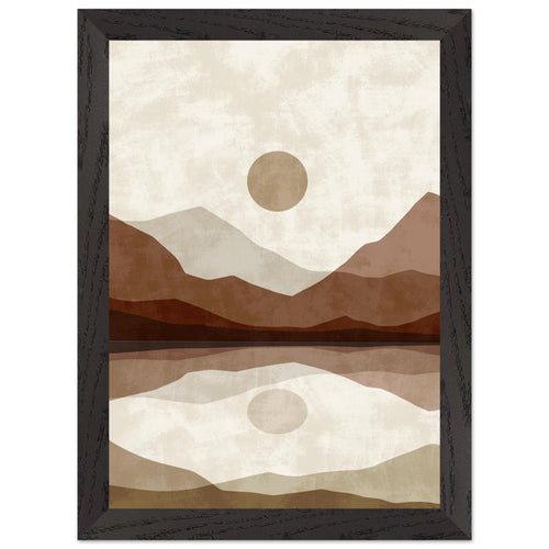 Artfulprints Poster met Lijst Boho – Mirror mountain   - A4 21x29.7 cm - Meerkleurig