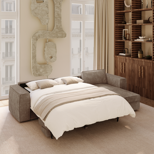 Premium Interiors - Rechthoekige hoekbank MIKA - zacht aanvoelende geweven stof mol 292cm