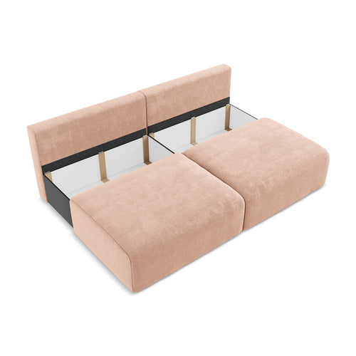 LaMiaSofa 3-zits slaapbank Ostia - chenille stof - perzik - 216x102x79