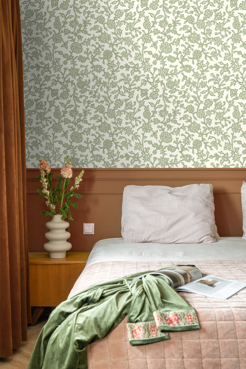 ESTAhome behang vintage bloemen groen - 50 x 900 cm - 131519 - vtwonen shop