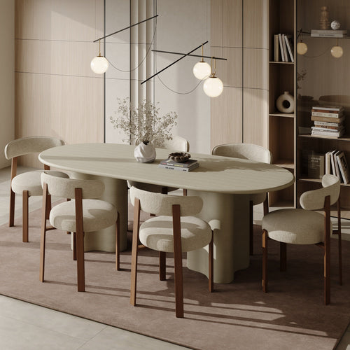 Sia Home - Set van 2 stoelen JUNA - chenille fluweel crème 51cm