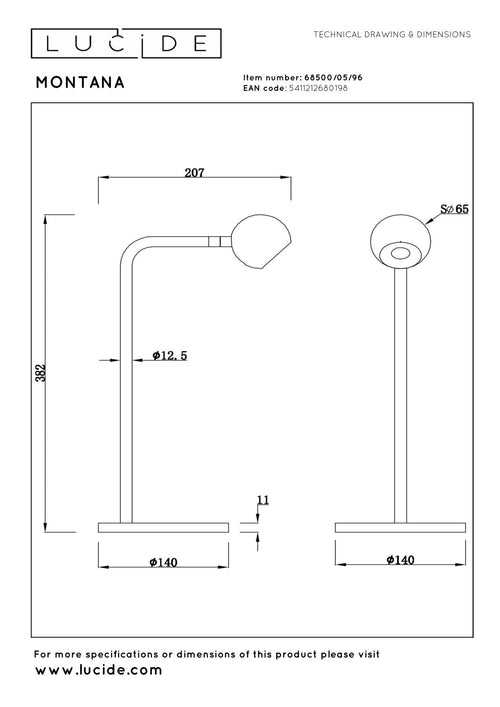 Lucide tafellamp MONTANA - Geïntegreerde LED - Koffie - vtwonen shop