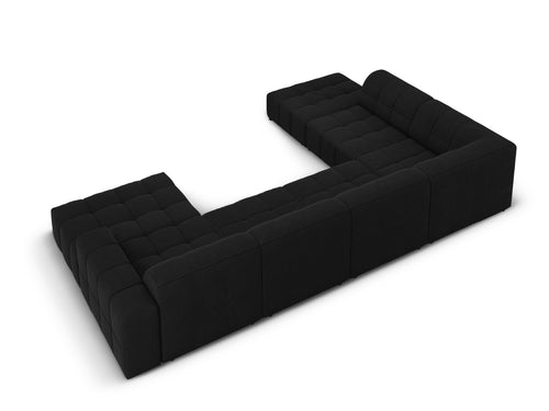 Cosmopolitan Design Panoramische hoekbank links Chicago 7-zits, flueel zwart - 263x375x78cm