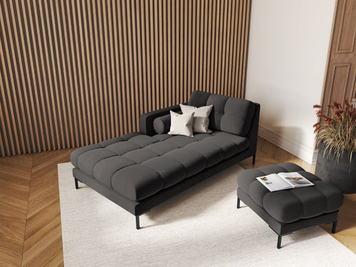 Cosmopolitan Design linker meridiaan Bali flueel, donkergrijs - 185x102x75cm
