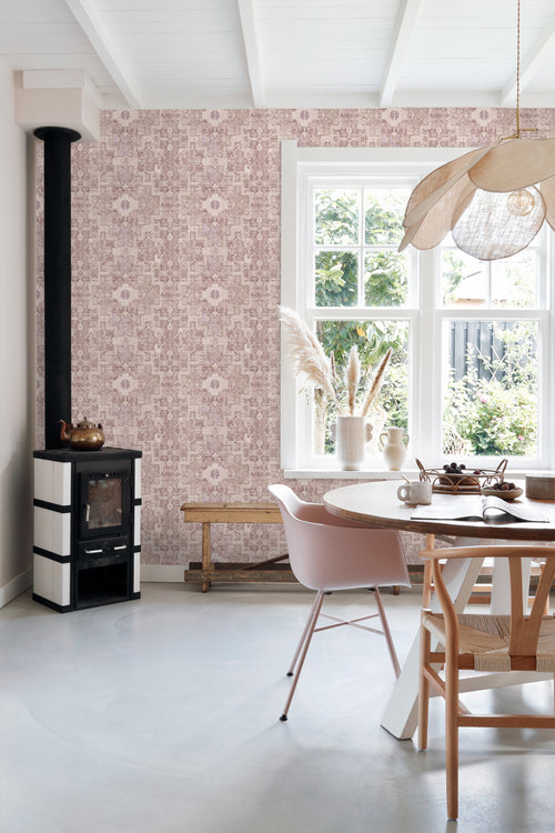 ESTAhome behang oosters kelim tapijt lichtpaars - 50 x 900 cm - 131363 - vtwonen shop