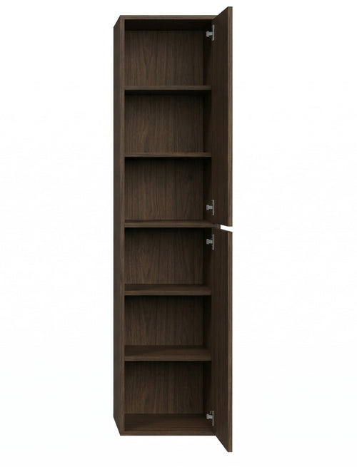 Badplaats Badkamerkast Mali 38 x 33 x 160 cm – Walnoot Bruin – Hangende Kolomkast met 2 Deuren