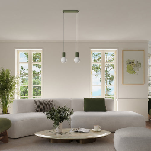 Sollux Lighting Hanglamp HALO 3L olijfgroen - 40x6x120cm