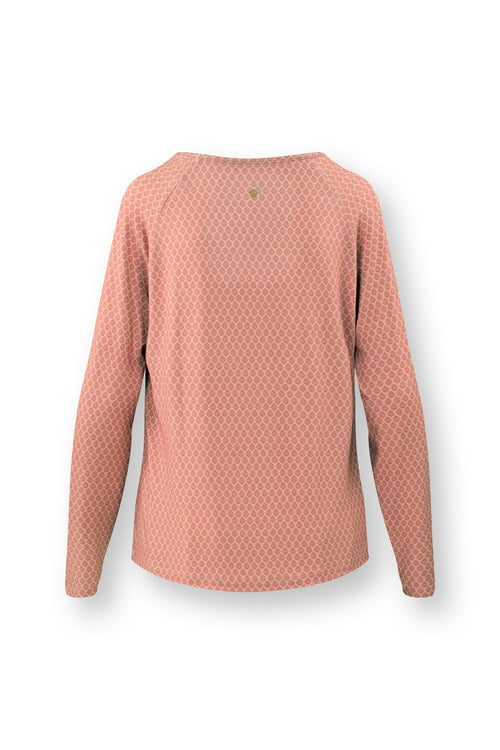 Pip Studio - Tina Pyjama t-shirt - Lange mouw Dames - Thousand Leaves - Roze - XXL - vtwonen shop
