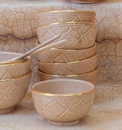 Chabi Chic Schaaltje - Empreinte - zand/goud - keramiek - Ø 9 cm x H 10 cm - vtwonen shop