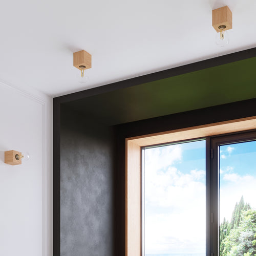 Sollux Lighting Wandlamp ARIZ naturel hout - 10x10x10cm