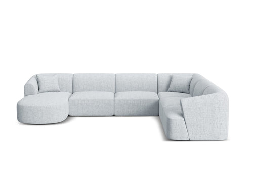Cosmopolitan Design Modulaire panoramische hoekbank rechts Campi 7-zits, structurele stof lichtgrijs - 255x330x70cm