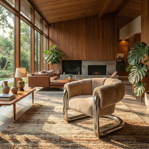 DÉJA Living Fauteuil Leka - Beige/Chrome Stof - 98x96x79cm - vtwonen shop