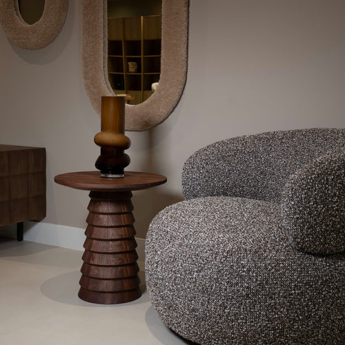 DÉJA Living Bijzettafel Marin - Rond Donkerbruin Hout - 46x46x50cm