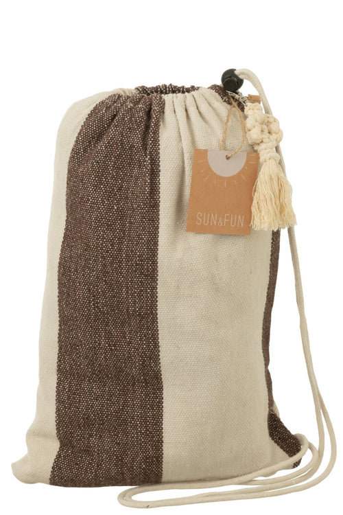 J-Line hangmat Brede Strepen - katoen/polyester - donkerbruin/ecru