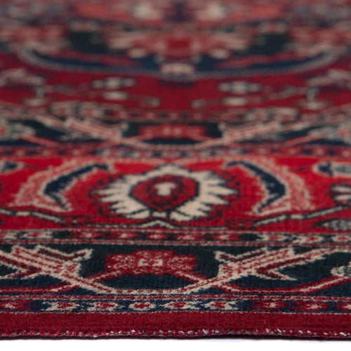 Tier Vintage vloerkleed Manami rood met franjes