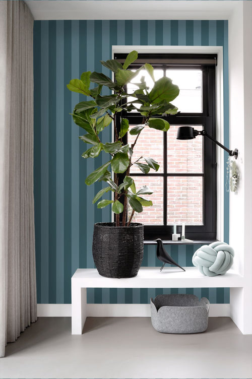 ESTAhome behang strepen donkerblauw - 50 x 900 cm - 131921