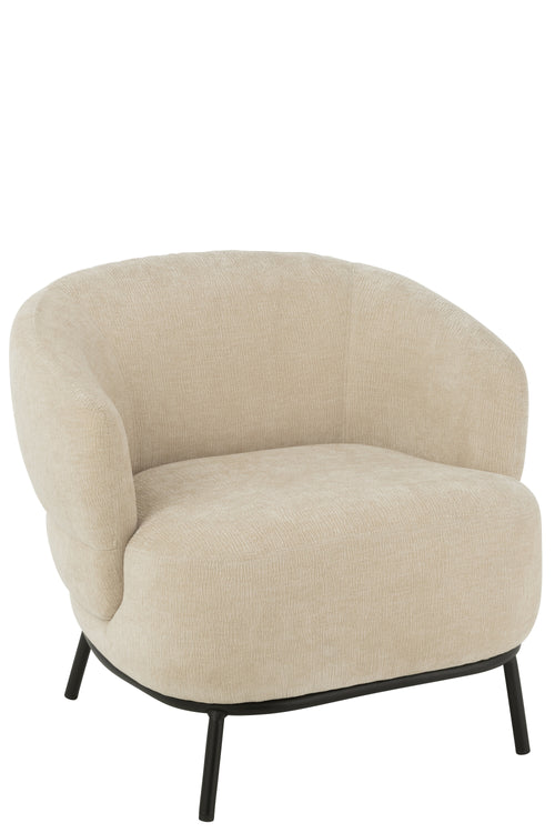 J-Line loungestoel Mars - populierenhout/schuim - beige