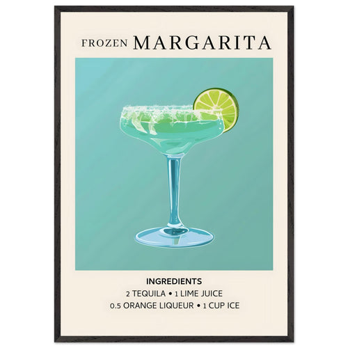 Artfulprints Poster met Lijst Frozen Margarita cocktail II - Ingrediënten   - 70x100 cm - Turquoise