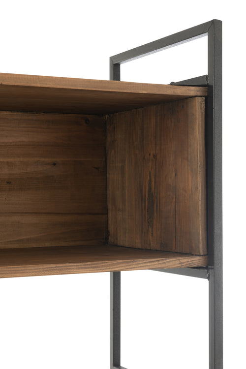 J-Line rek - hout/metaal - zwart/naturel - small